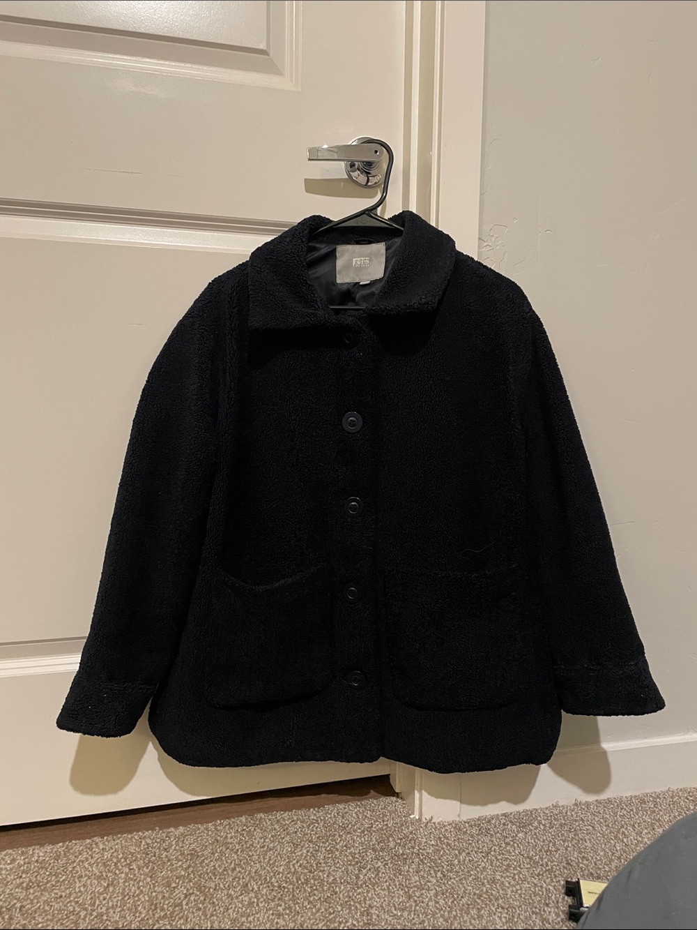 Duibai Women's Black Fleece Button-Up Coat
